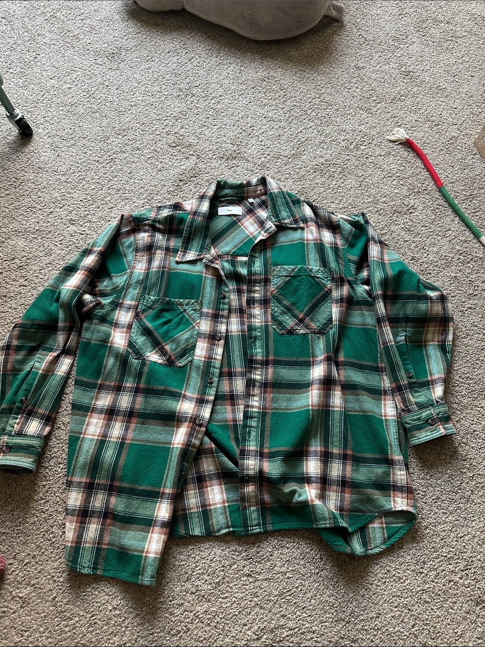 Tna Green Plaid Flannel Shirt - Men's Casual Button-Up